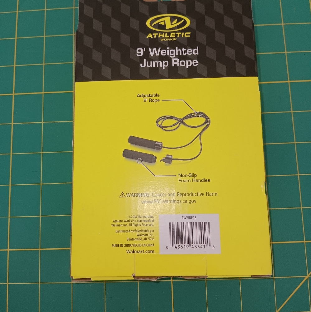 Athletic Works Black 9' Weighted Jump Rope New In Original Box - Picture 2 of 5
